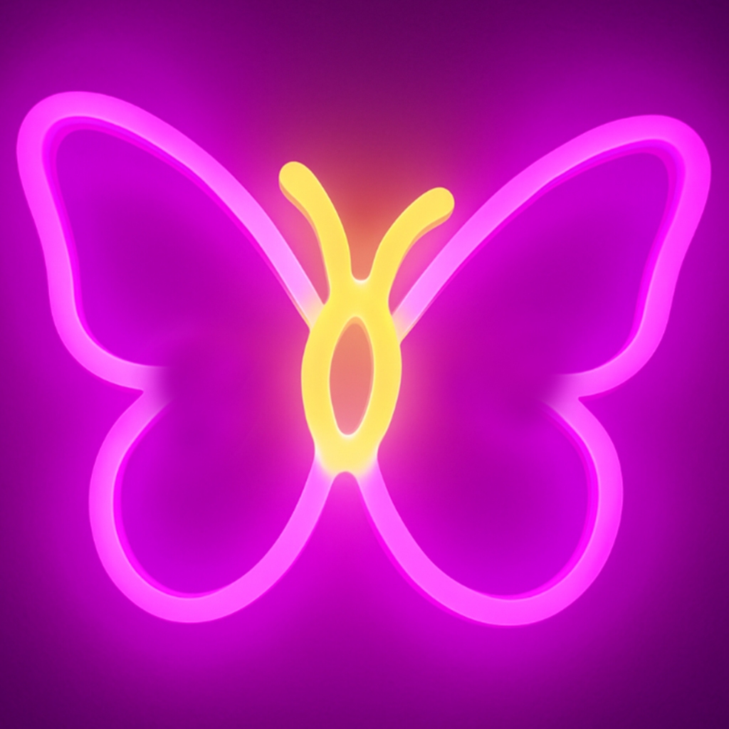 luz de led decoração borboleta efeito neon decorativa de ambiente