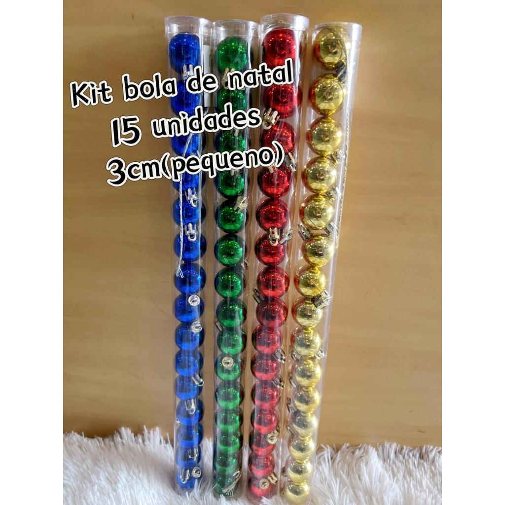 Kit 15 Bolas Pequena De Natal Brilhante 3CM(Pequeno)  Decoração Árvore(10031-10035)