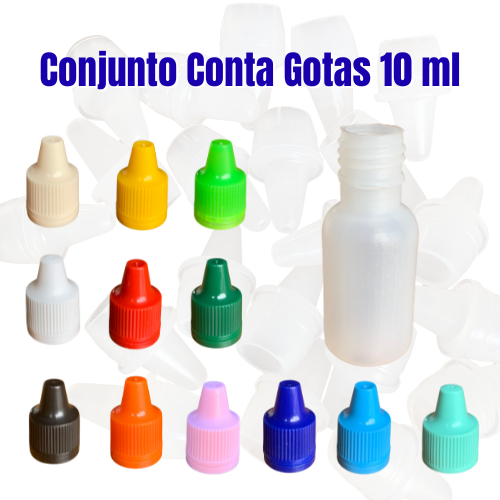 Kit 100un Frasco Conta Gotas 10ml Tampa Colorida Para Brindes Lembrancinhas Tintas