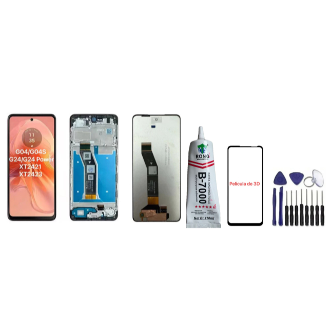Tela Frontal Touch Display Compativel Moto G04 Xt2421 / G24 Xt2423 Sem Aro / Com Aro A Pronta Entrega