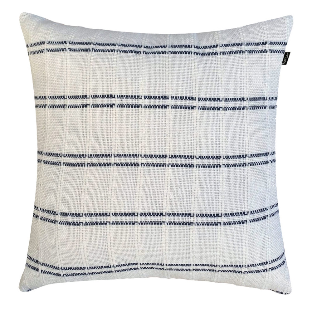 Almofada italiana Listras Algodão 40x40cm Natural Preto