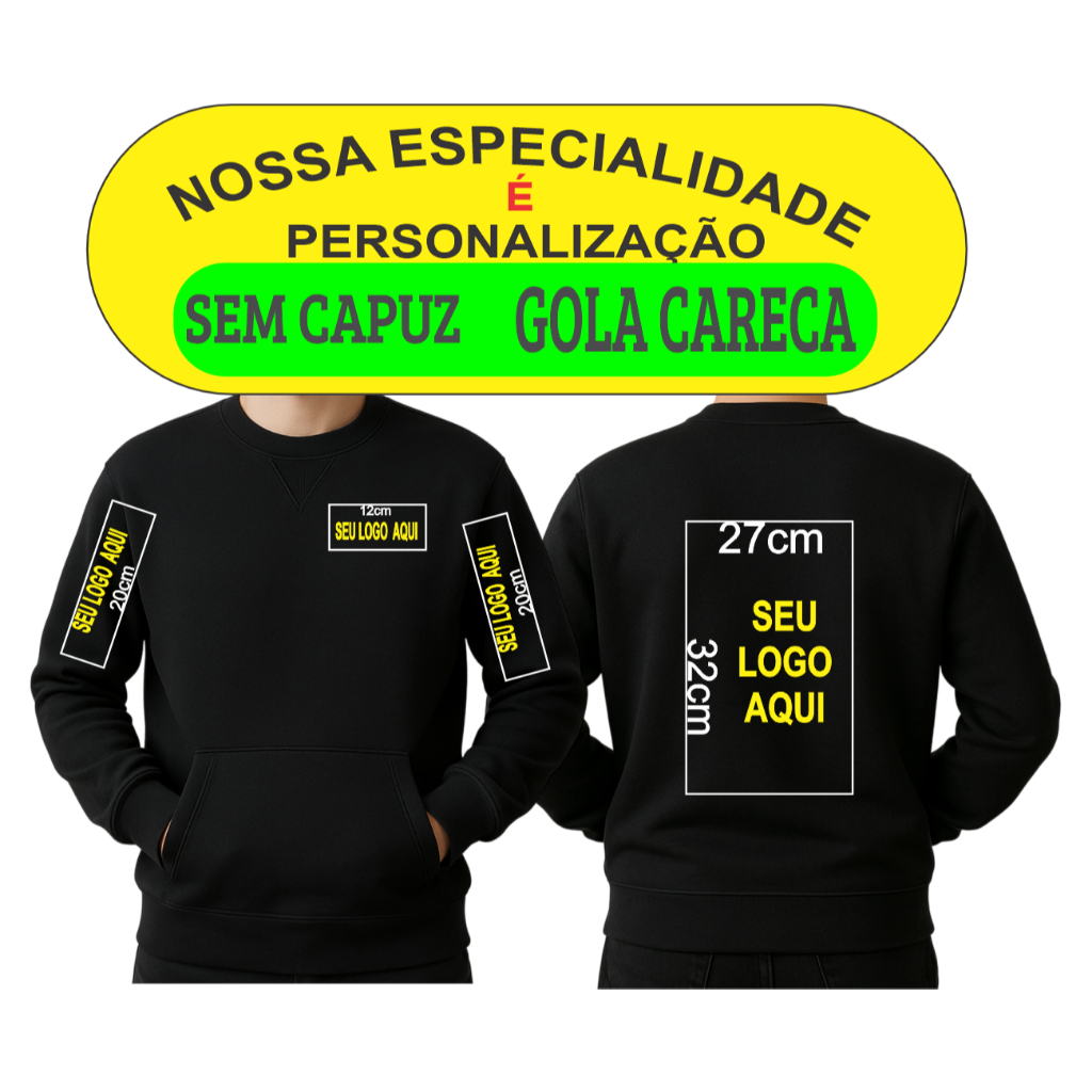 BLUSA DE FRIO Diversas Estampa Personalizada  Unissex sem Capuz Gola Careca Varias Cores
