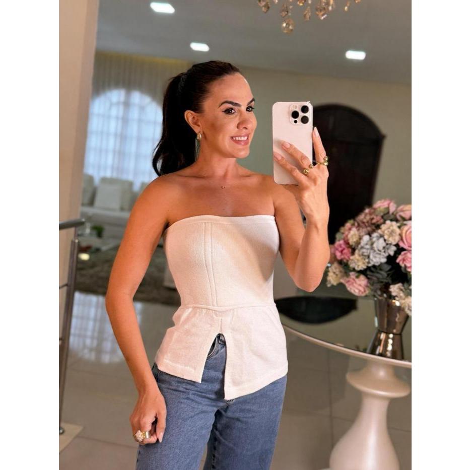 Blusa modal tomara que caiu em tricô modal peplum,estilo e conforto para qualquer ocasião moda feminina em Oferta na Shopee