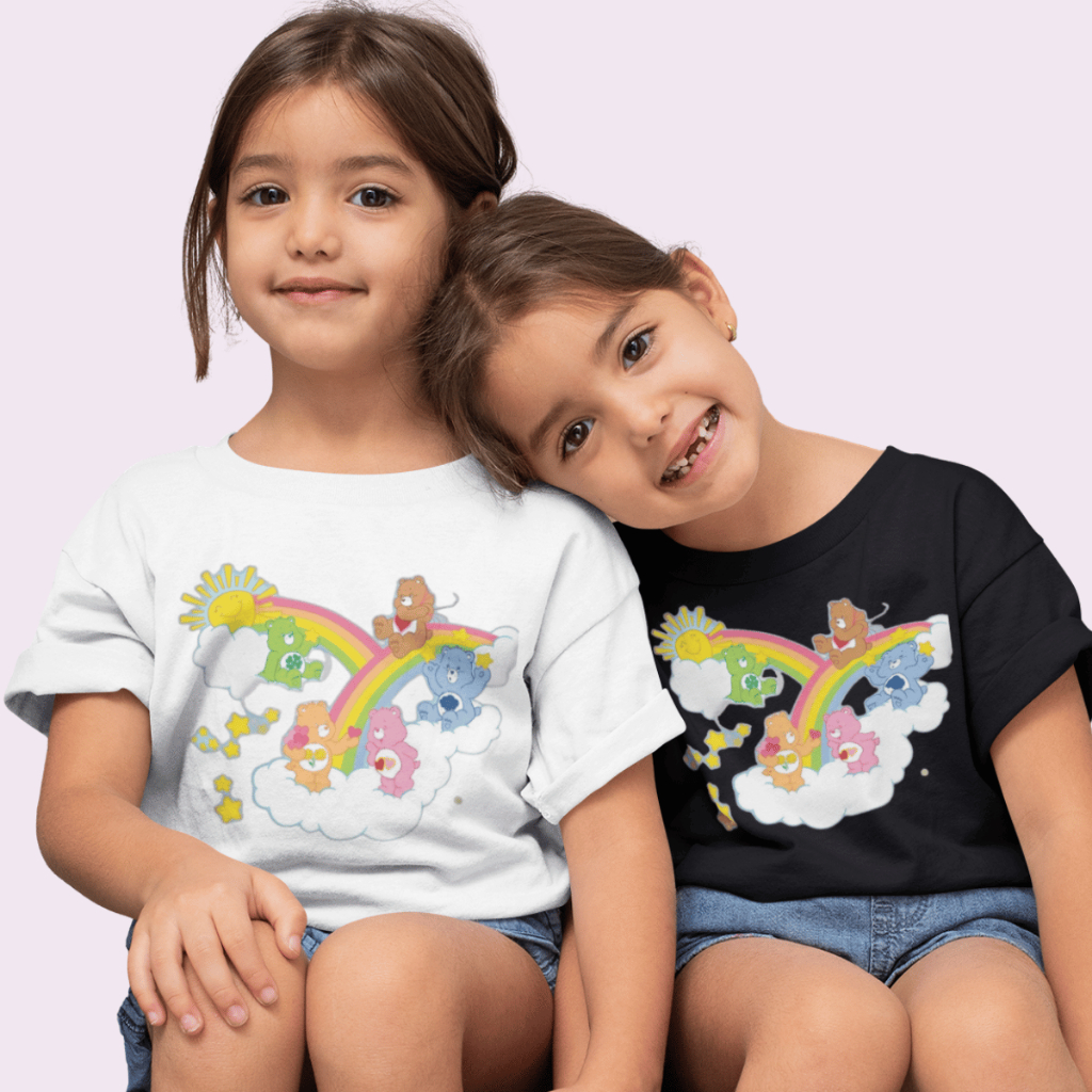 Camiseta Infantil Ursinhos Carinhosos Care Bears Desenho Juvenil Dia das Crianças Tendência Kids Cute Blusa 100% Algodão