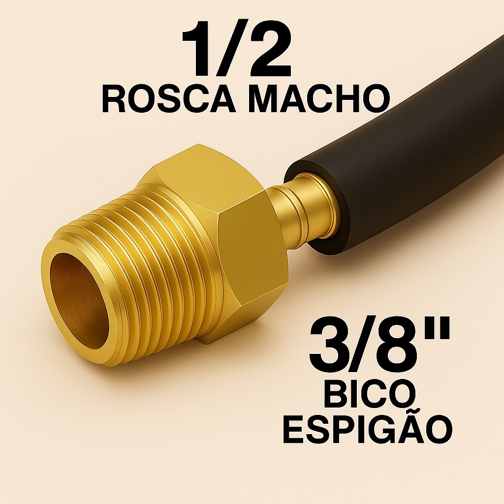 Espigão Bico Adaptador 1/2 Macho Gás Encanado Forno Fogão Latão Niquelado GLP GN Rosca NPT 1/2 Cromo