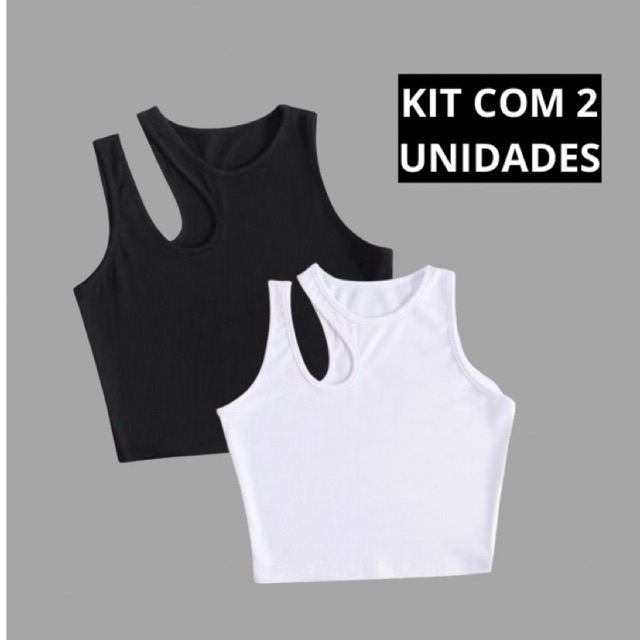 Kit Com 2 Cropped Blogueira Com 2 Alças