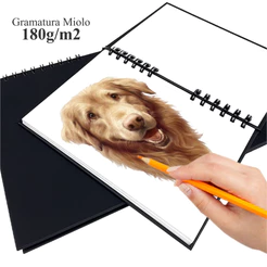 Caderno de Esboços Profissional Espiralado Papel Espesso para Arte e Desenho a Lápis Sketchbook A5