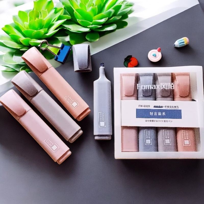 Conjunto 4 cores Marca Texto Pasteis Cores que protegem os Olhos Protetor FM6009