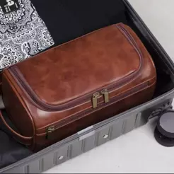 Bolsa de Higiene Pessoal Necessárie Viagem Vintage em Couro Masculina Feminina