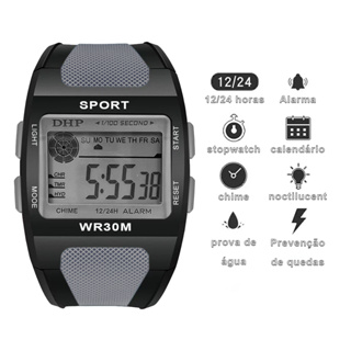 [225] Relógio original digital à prova d'agua masculino esportivo presente da moda alarme/cronômetro em Oferta na Shopee