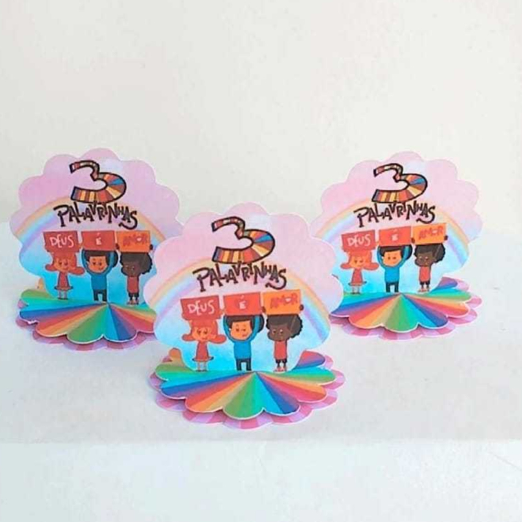 Kit Aplique 3D, 10, 20, 30 ou 40 und. Tag 3 PALAVRINHAS ROSA Personalizada Lembrancinhas infantil | Aniversário