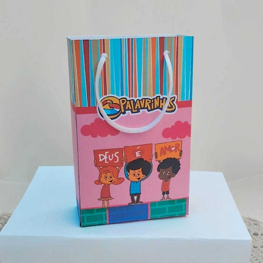 Kit Sacolinha Surpresa Festa  Personalizada 3 PALAVRINHAS ROSA Lembrancinhas Aniversário | PEGUE E MONTE