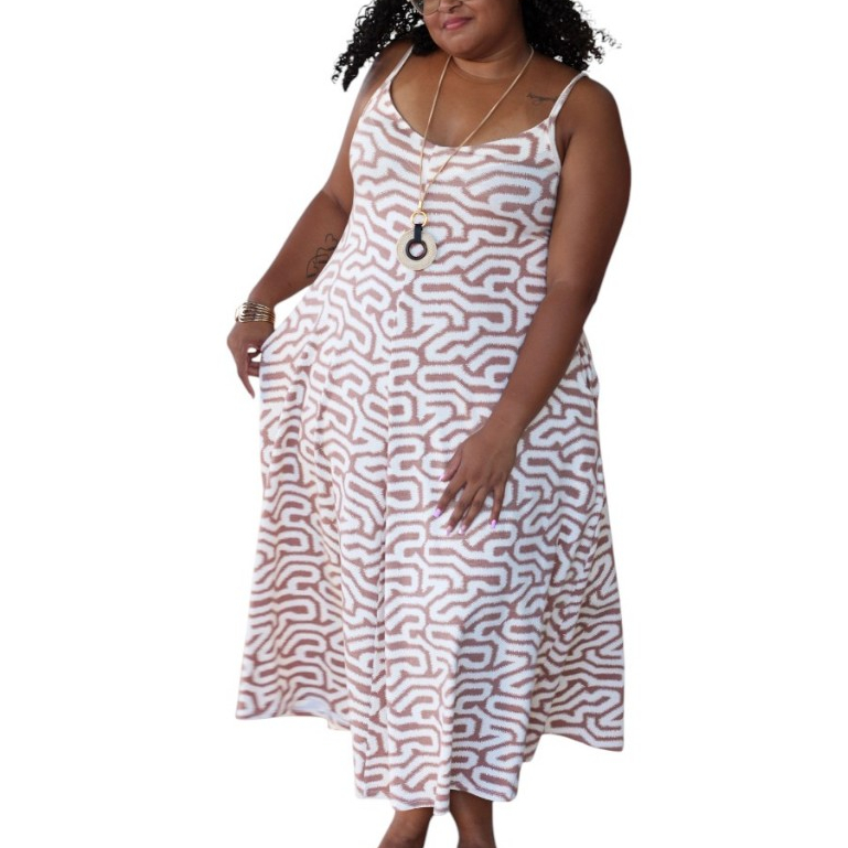 Vestido Midi Plus Size Viscolycra Com Bolso Moda Evangélica Elegante Mullet Acinturado Feminino