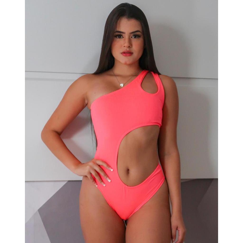 Body Maiô Feminino corte na lateral Esquerda em Suplex Com Bojo em Oferta na Shopee