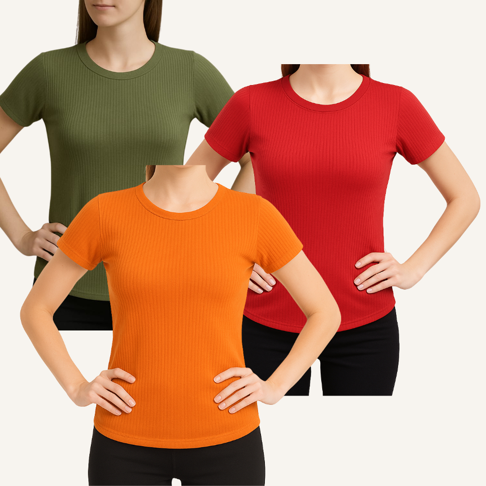 Blusinha Baby Look Canelada Gola Redonda Com Manga Blusa Básica Plus Size Tendência P ao G3