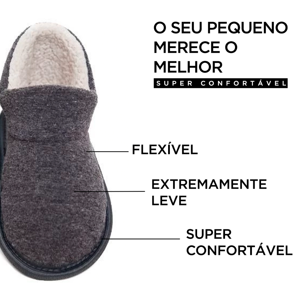 Pantufa Meninas e Meninos Sapatinho Botinha Infantil em Pele Quentinha Antiderrapante Bebê