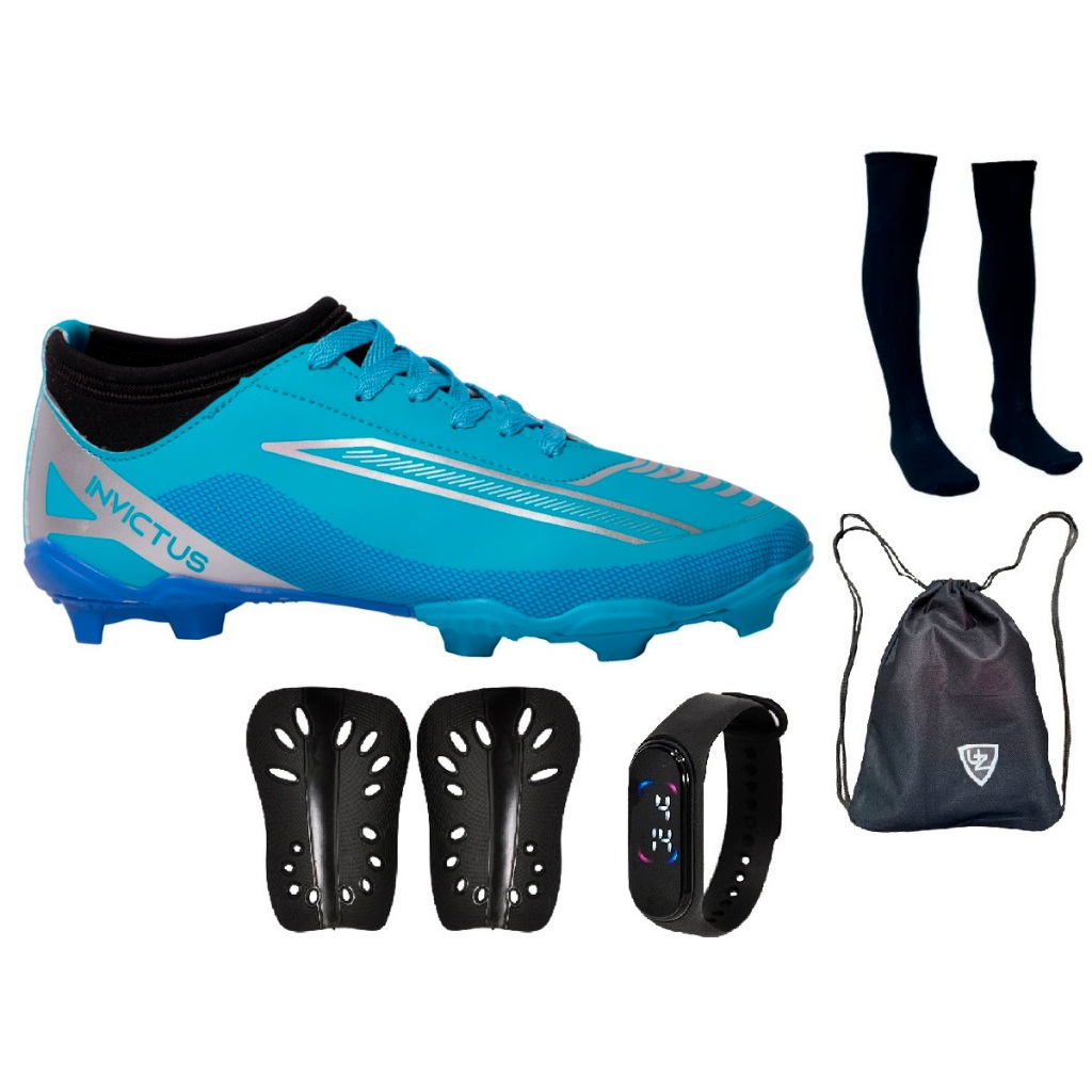 Chuteira Campo Invictus Adulto Gramado Travas Original Uzze Meião Mochila Relógio Caneleira em Oferta na Shopee