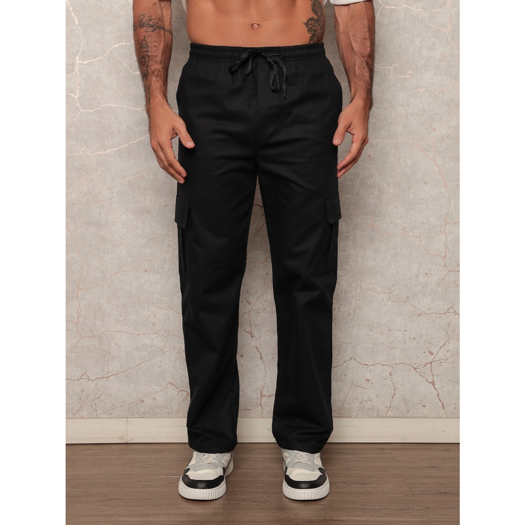 Cargo larga Unisex Larga Skate,Casual estilo Cordão de Ajuste Cânhamo Refrescante e respirável