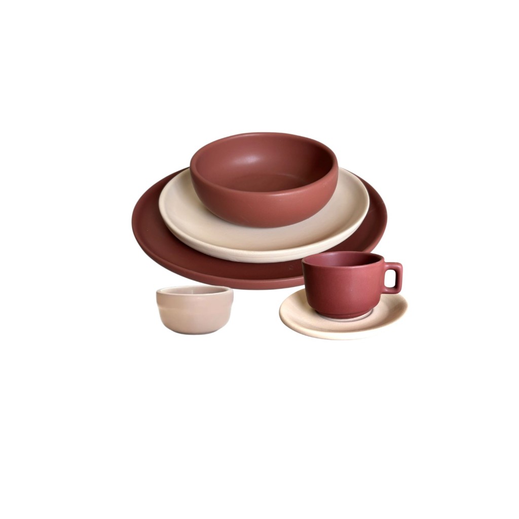 Aparelho de Jantar Marsala com Nude Matte Cerâmica Moderna 24-36 Peças