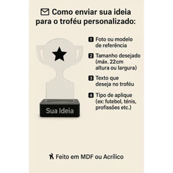 Troféu Personalizado Sob Medida MDF e Acrílico – Envie Sua Ideia! Corte a Laser