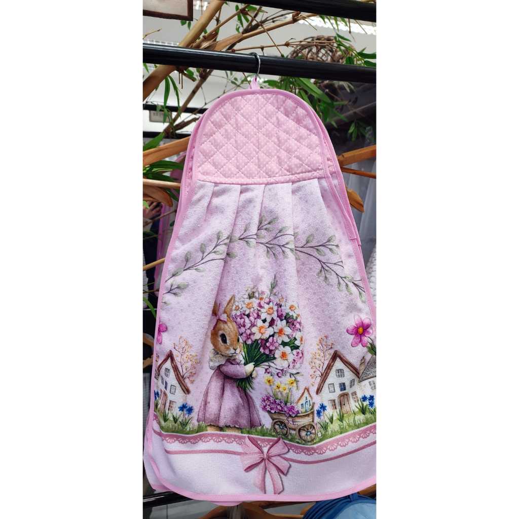 Bate Mão Atoalhado 60cm x 40cm largura Com Detalhe Matelado -Coelhinha Páscoa Digital em Oferta na Shopee