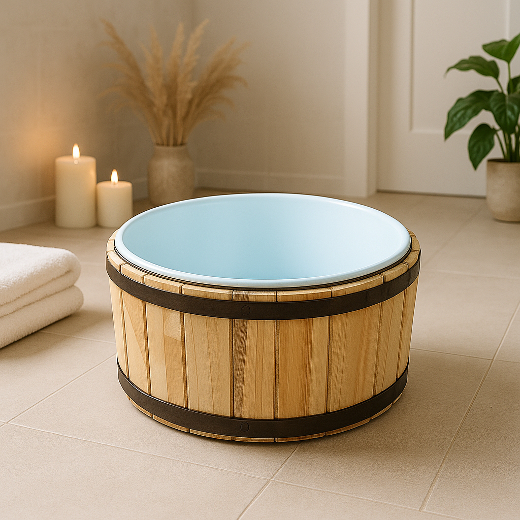 Escalda Pés Spa Em Casa – Bacia De Madeira Rústica Branca Terapêutica