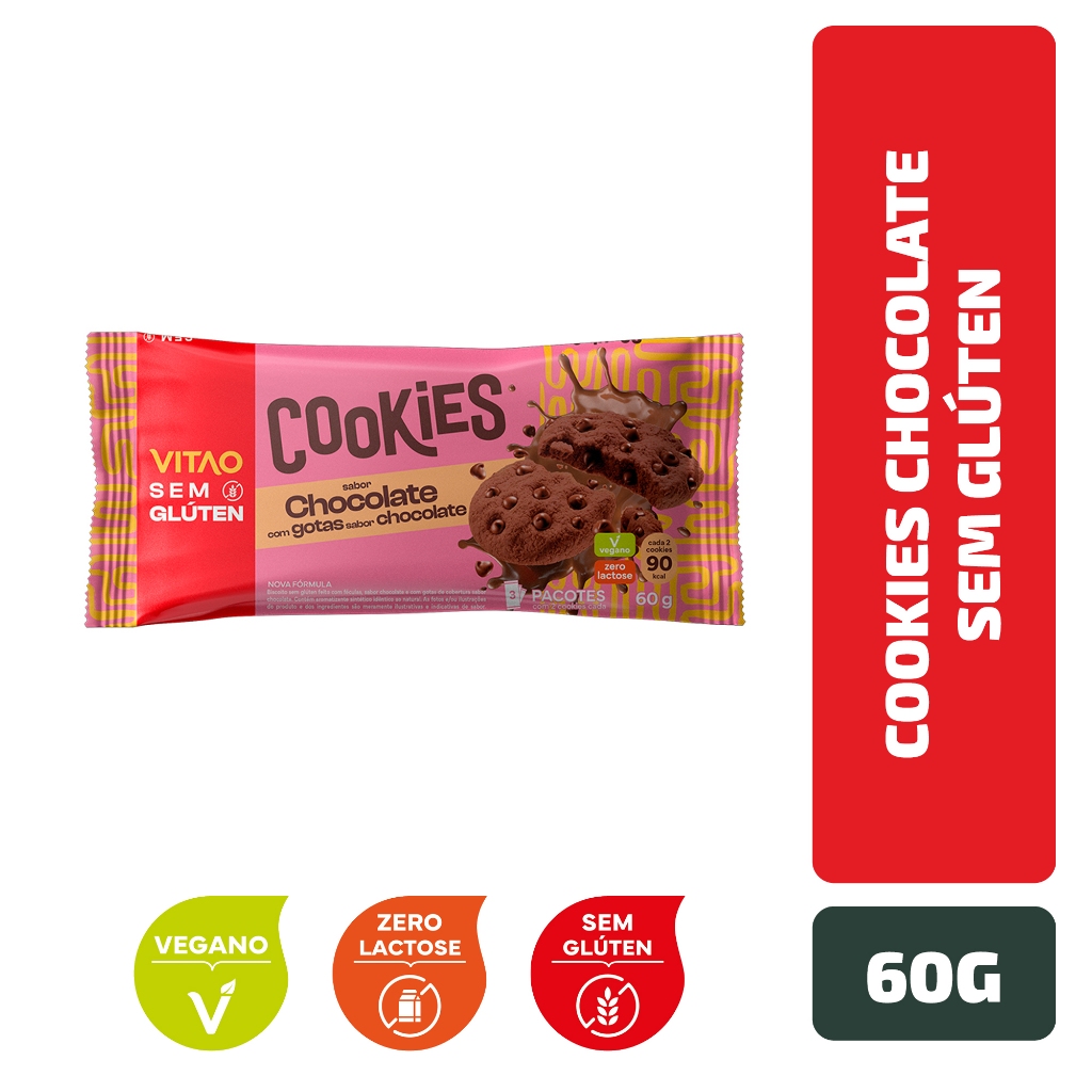 Cookies Chocolate Sem Glúten Vitao 60 g - Food & Beverages