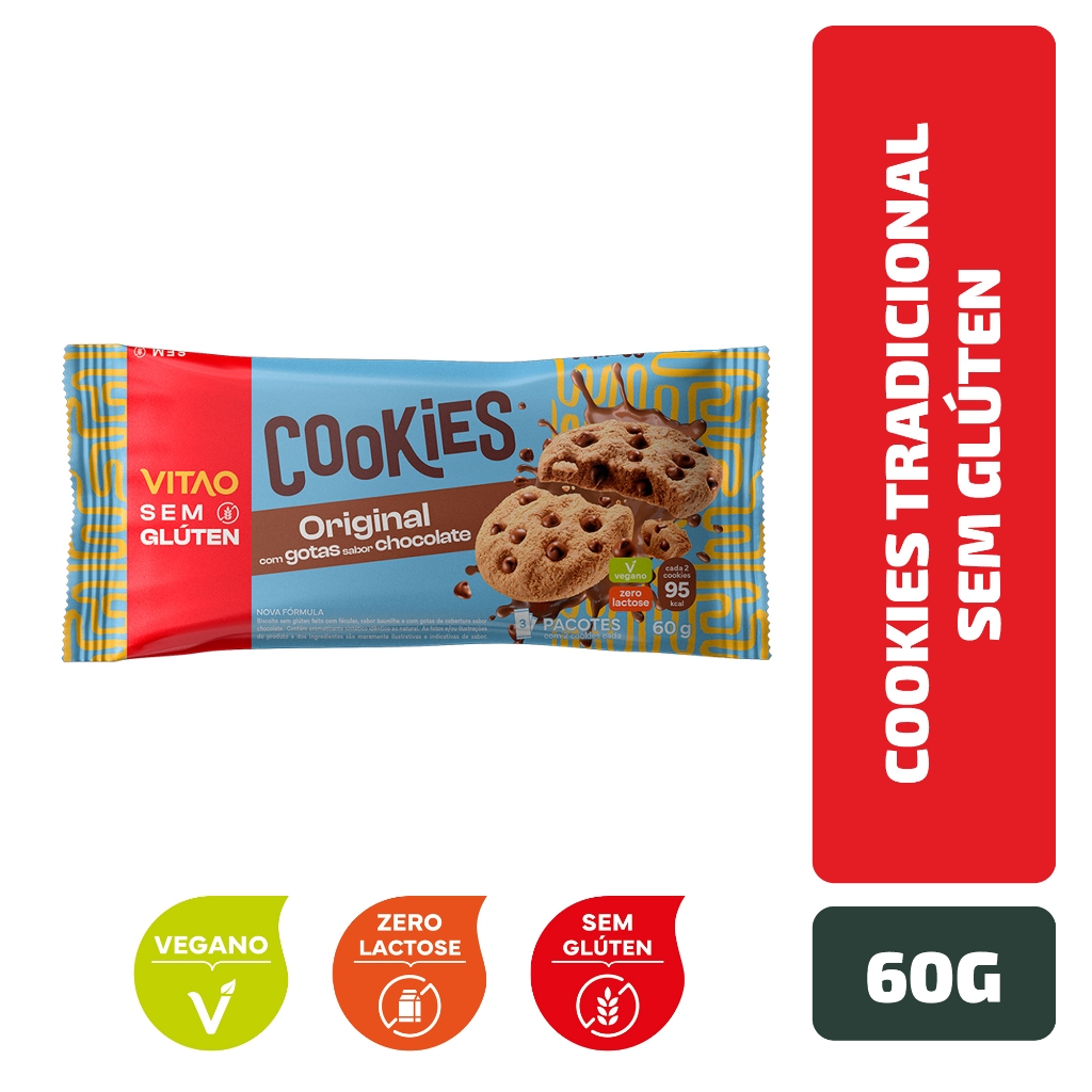 Cookies Tradicional Sem Glúten Vitao 60 g em Oferta na Shopee