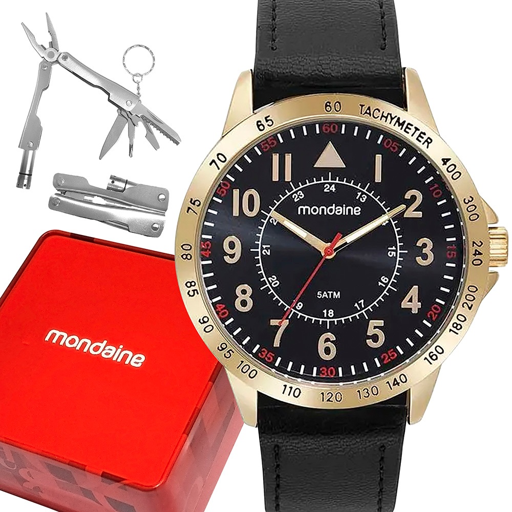 Relógio Masculino Mondaine Dourado Original Prova Dágua Luxo - Watches