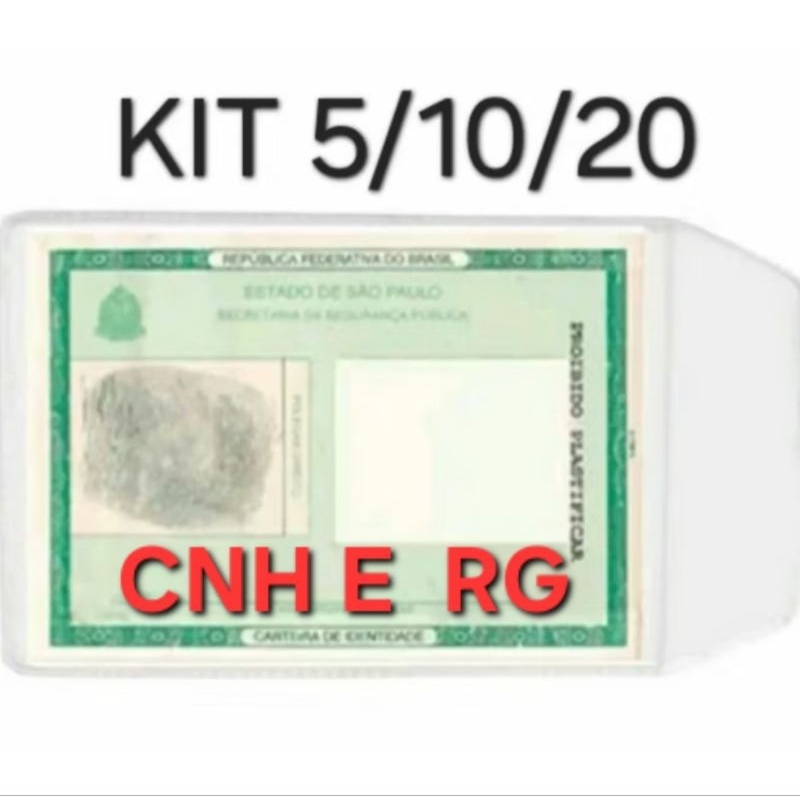 CAPINHA PLÁSTICA PROTETORA PARA DOCUMENTOS RG/CPF/CNH/TÍTULO DE ELEITOR/RESERVISTA KIT CAPINHA PLÁSTICA PROTETORA PARA DOCUMENTOS RG/CPF/CNH/TÍTULO DE ELEITOR/RESERVISTA KIT