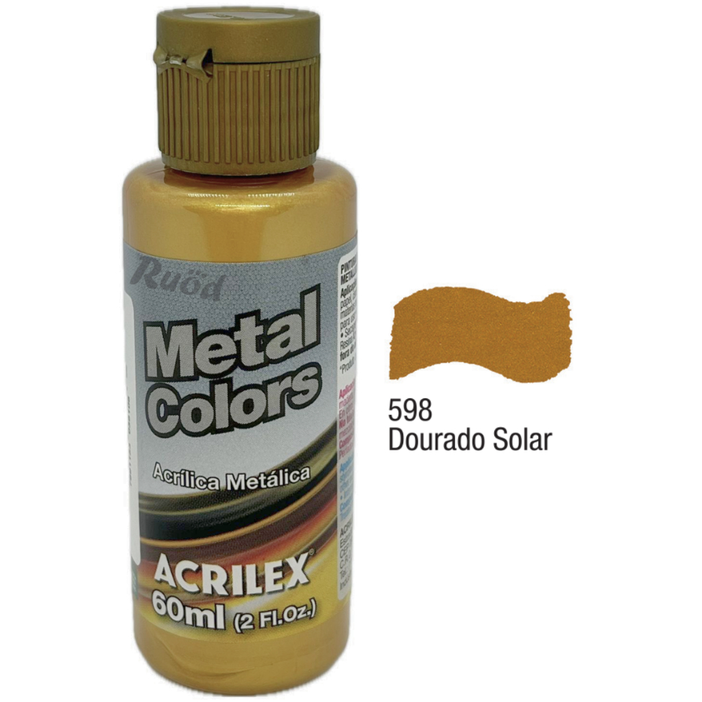 Tinta Acrílica Metal Colors Dourado Solar - 598 - Acrilex - 60ml em Oferta na Shopee