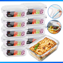 Conjunto 10 Potes Vidro Hermético mantimentos marmita 370ml