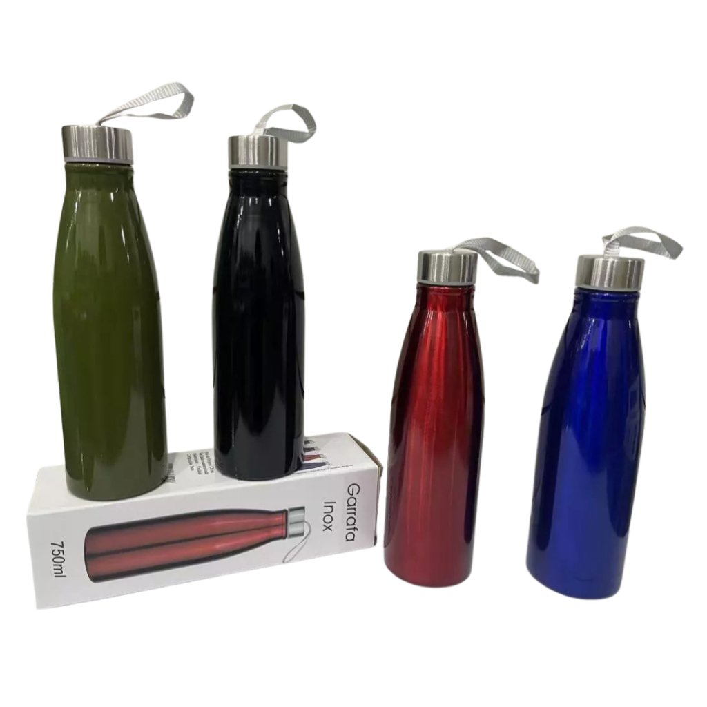 Garrafa Squeeze Inox 750ml Com Alça em Oferta na Shopee