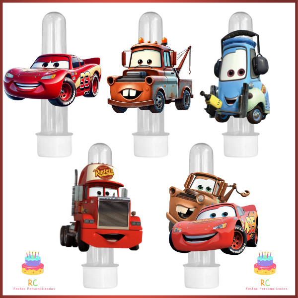 Tema CARROS Kit Tubetes + Artes Personagens - Decoração Aniversário Lembrancinhas Personalizados em Oferta na Shopee