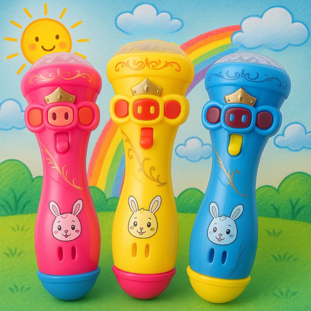 Microfones Lanterna Projetor Infantil Iluminação Para Criança Cantar Crianças Musical