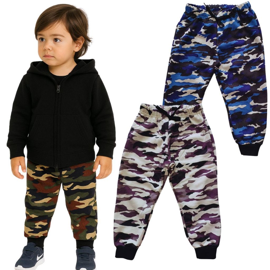 2 Calça Moletom Camuflado 2,3,4,6,8,10,12,14 anos Menino