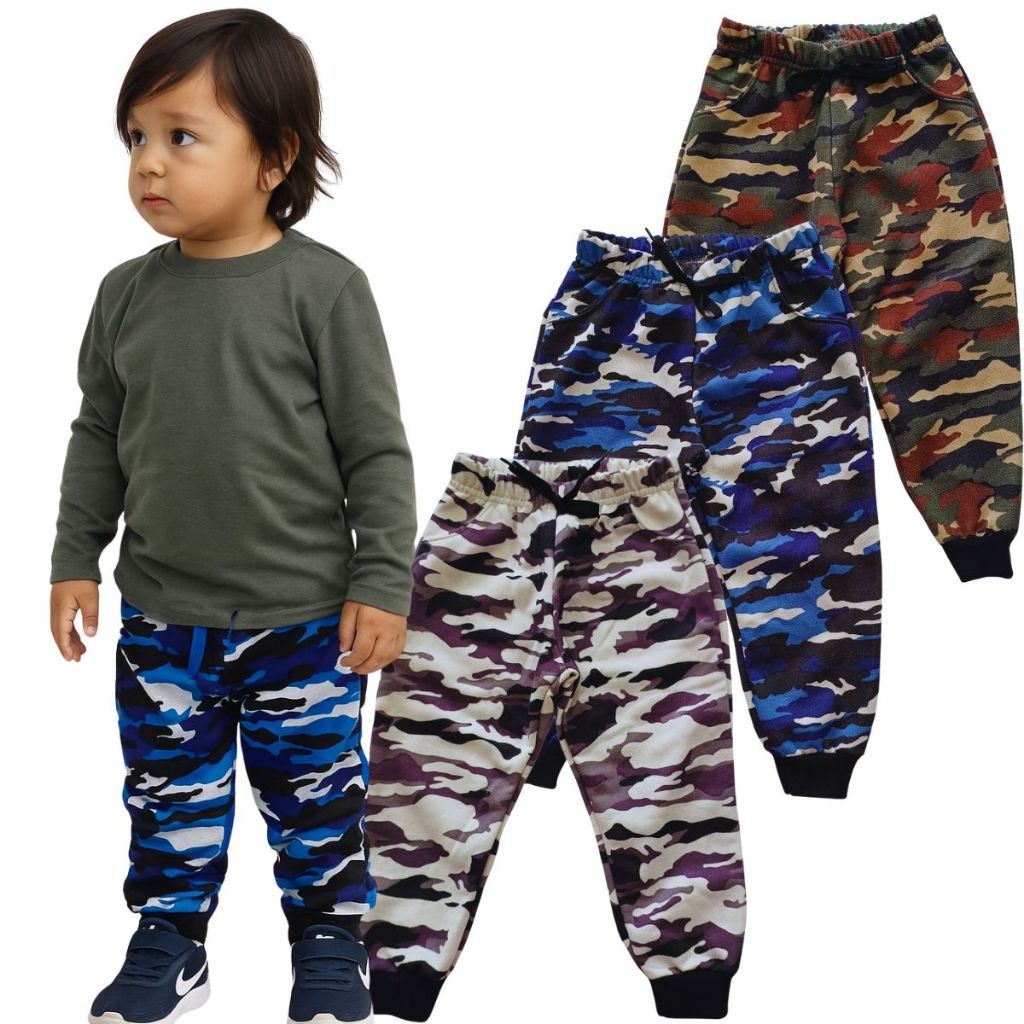3 Calça Moletom Infantil Juvenil Camuflado Menino Inverno