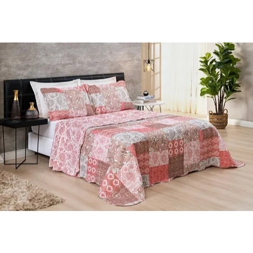 Cobre Leito Casal Dupla Face 3 Peças com Fronhas Estampas Sortidas Decoração