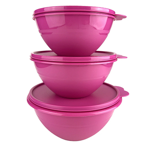 Kit Tupperware Tigela Maravilhosa Rosa Glitter 3 peças