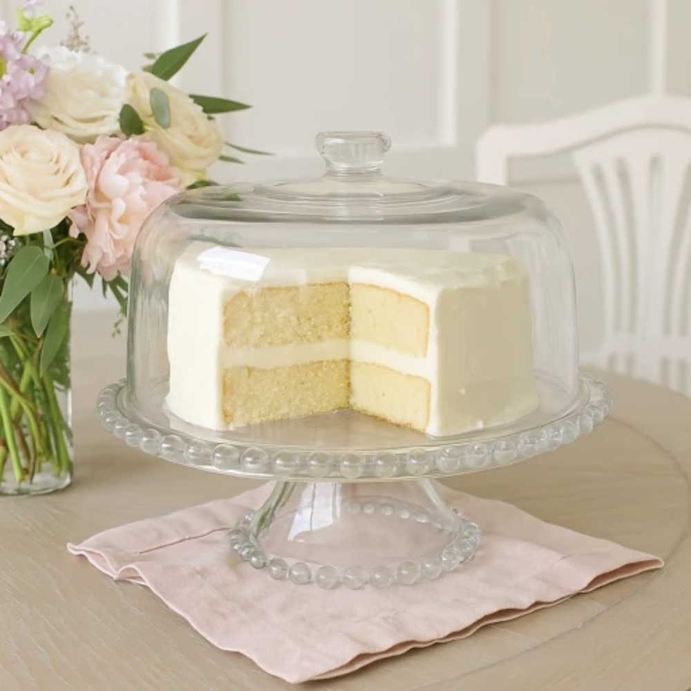 Boleira Prato de Bolo de Cristal com Pé e Tampa Pearl - Wolff