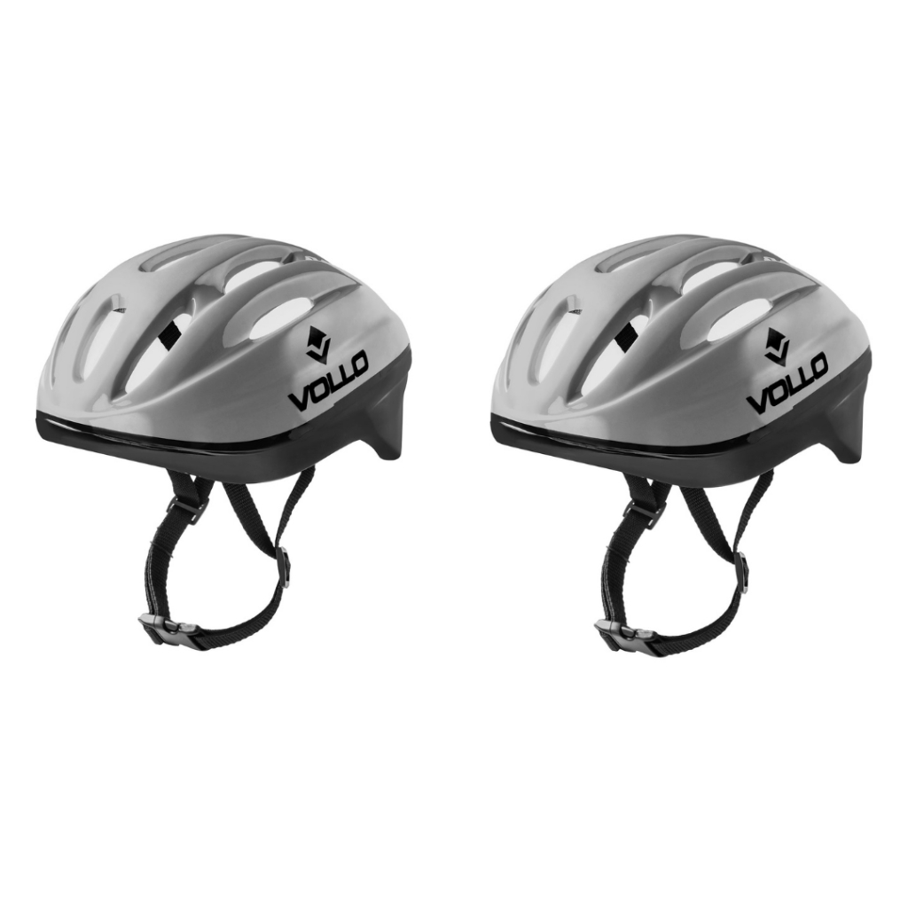 Kit 2 Capacetes Infantil Ciclismo Skate Patins Patinete Vollo (P CINZA + CINZA) em Oferta na Shopee