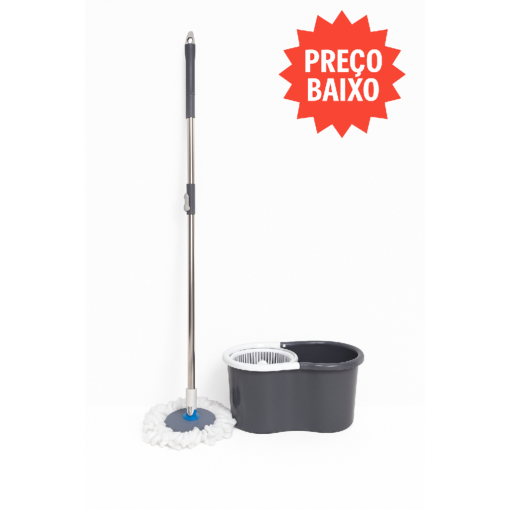 Mop Giratório 8 Litros  com 2 Refis – Limpeza Prática e Sem Esforço- SORTIDO