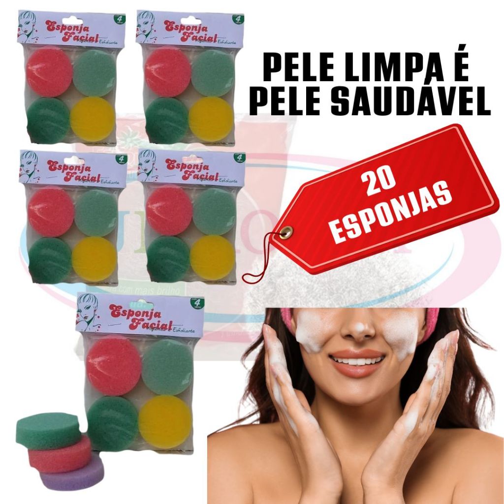 Esponja Facial Esponflora - 20 Unidades | Controle de Oleosidade, Cravos e Espinhas | Cor