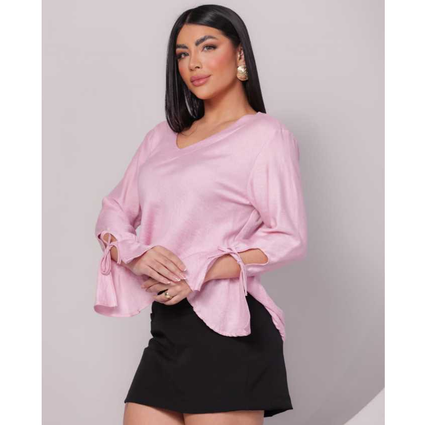 Blusa elegante moderna estilosa decote V evangélica, trabalho, passeio.