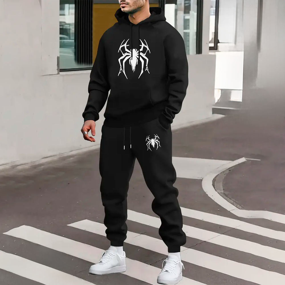 Conjunto Moletom Calça Algodão Moda Aranha Spider Dark Estilosa Unissex