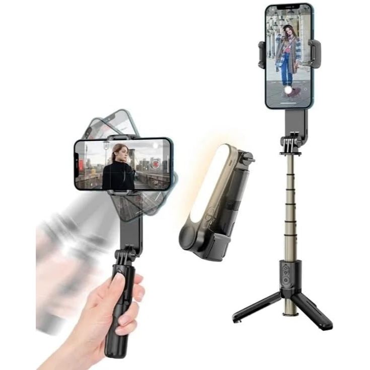 Estabilizador Mini Gimbal L09 Para Vídeos E Fotos, Controle Remoto Bluetooth, LED Ajustável,  Para Iphone & Android