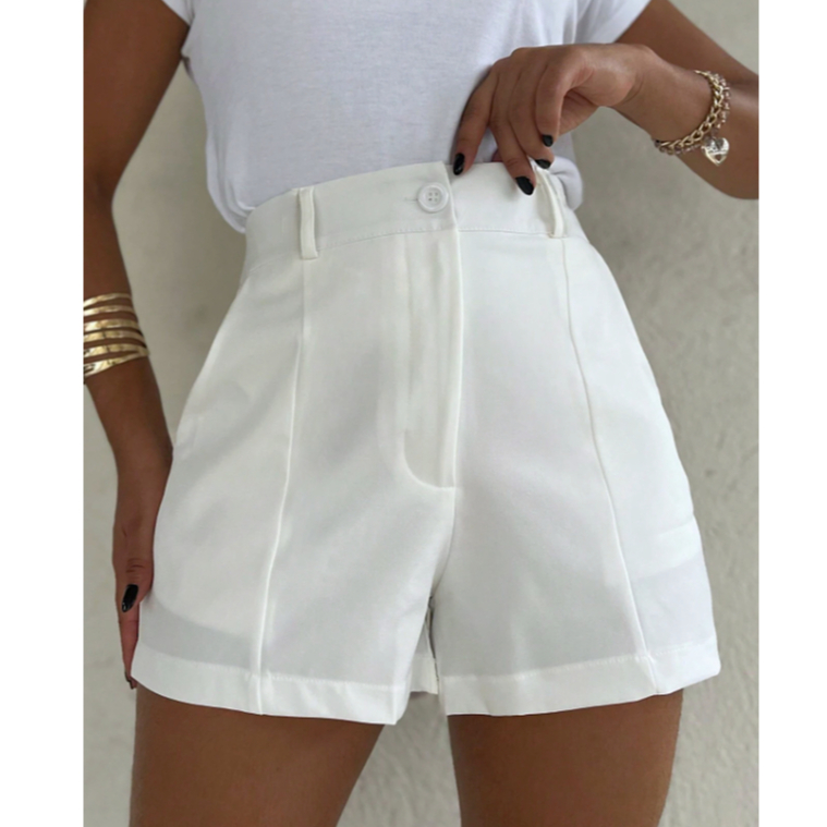 Short Feminino Cintura Alta Alfaiataria Elegante  Casual Verão em Oferta na Shopee
