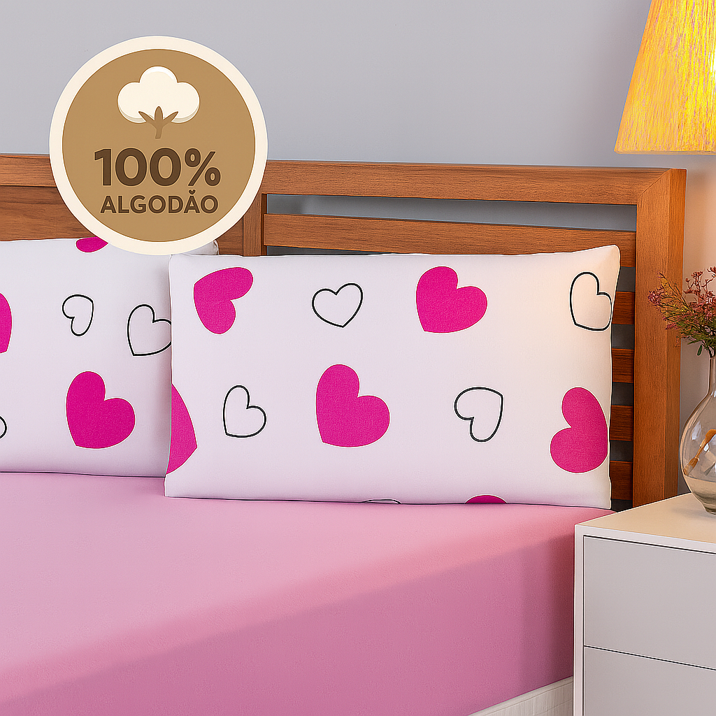 Lençol Casal Jogo 3 Peças Malha 100% Algodão C/ Elástico Estampado 1,38x1,88x0,30cm Lançam...