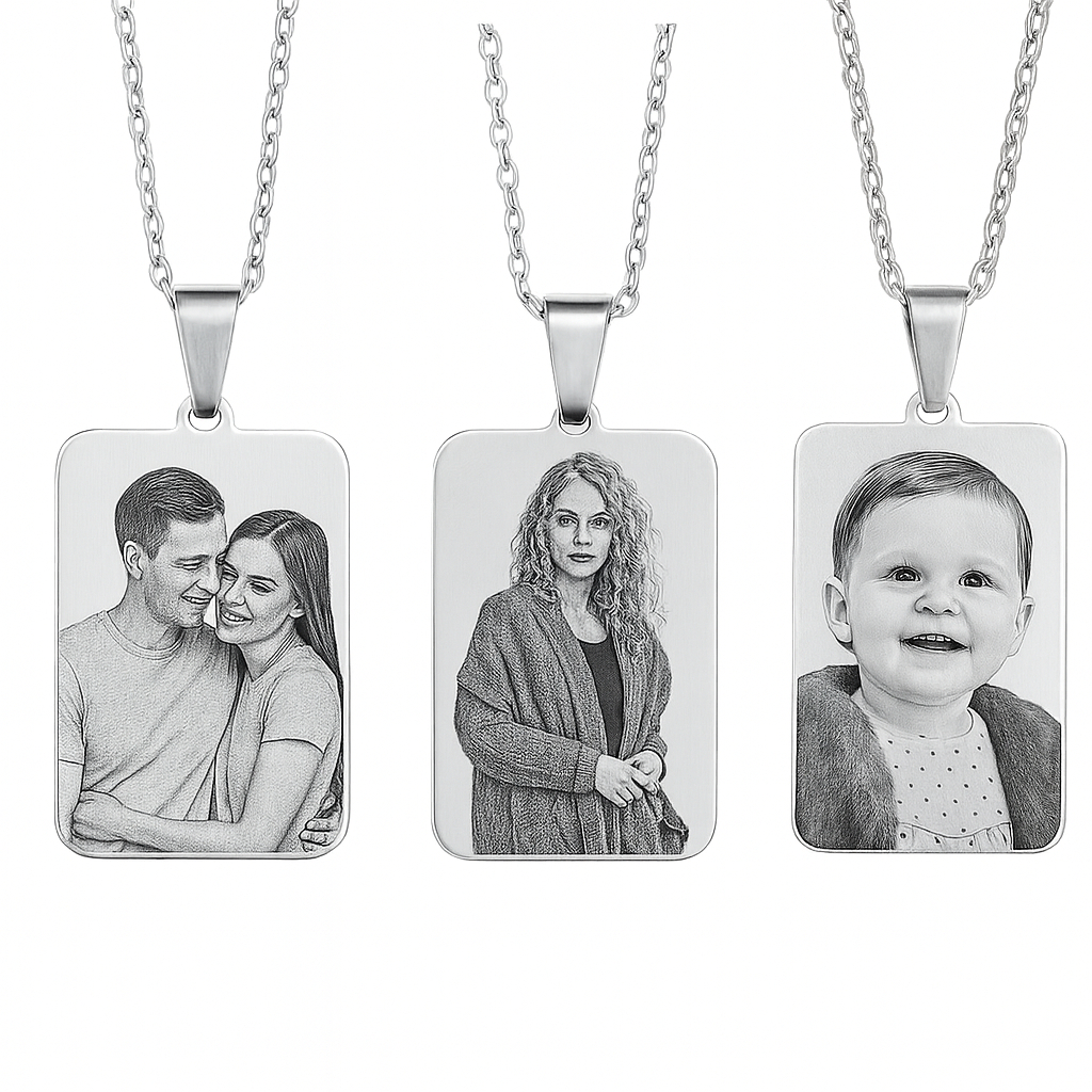 Colar medalha personalizada Foto gravação a laser Família Amor Avó Pai Mãe Namorado Casal em Oferta na Shopee
