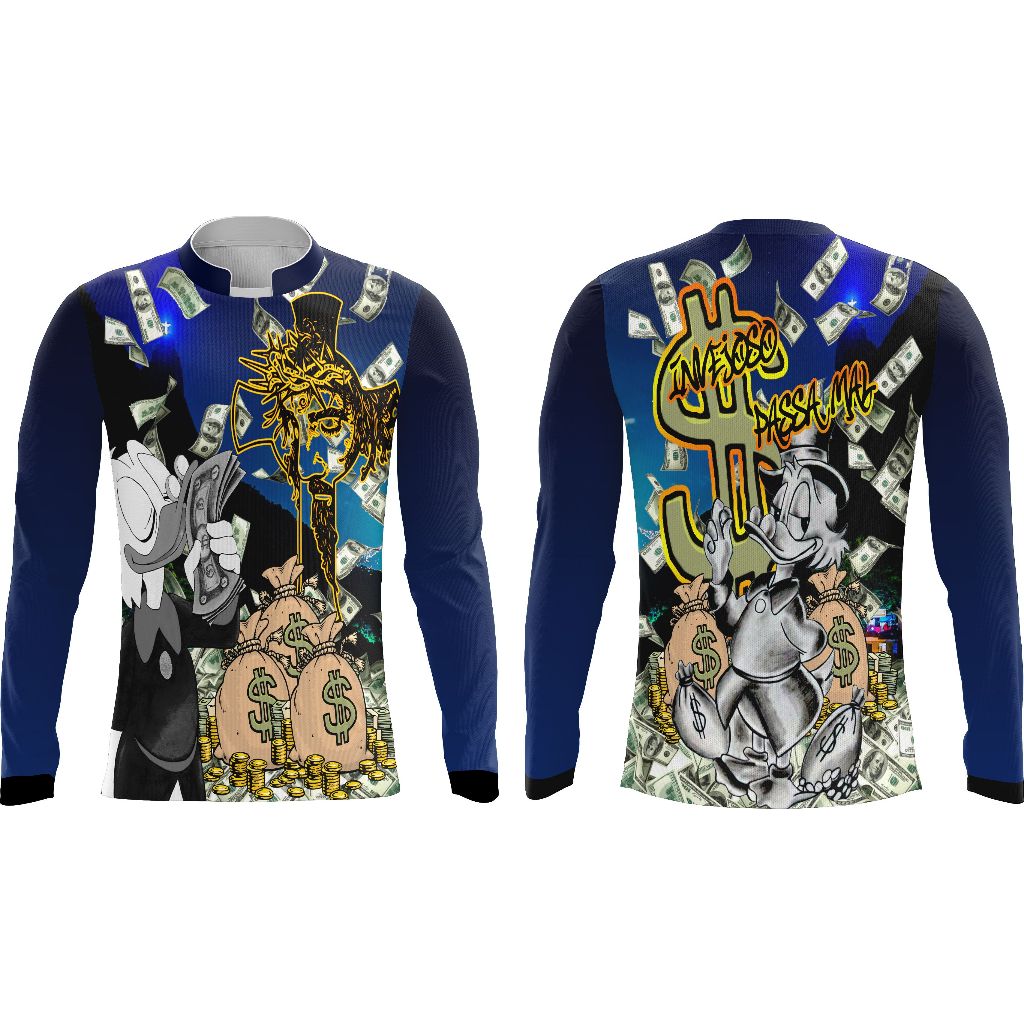 Camisa Camiseta Manga Longa Masculina Favela Tio Pratinhas Milionário